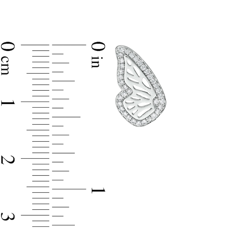 Main Image 2 of Cubic Zirconia Butterfly Wing Stud Earrings in Solid Sterling Silver