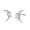 Thumbnail Image 0 of Cubic Zirconia Crescent Moon Stud Earrings in Solid Sterling Silver