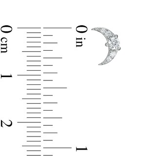 Solid Sterling Silver CZ Crescent Moon Studs
