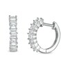 Thumbnail Image 1 of Baguette Cubic Zirconia Huggie Hoop Earrings in Sterling Silver