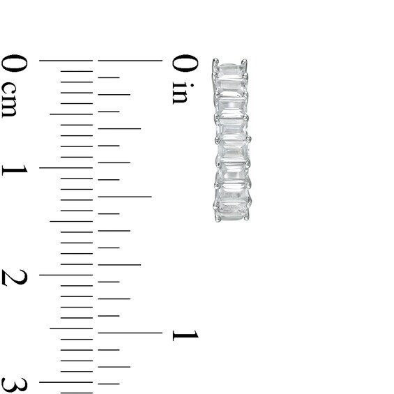 Baguette Cubic Zirconia Huggie Hoop Earrings in Sterling Silver