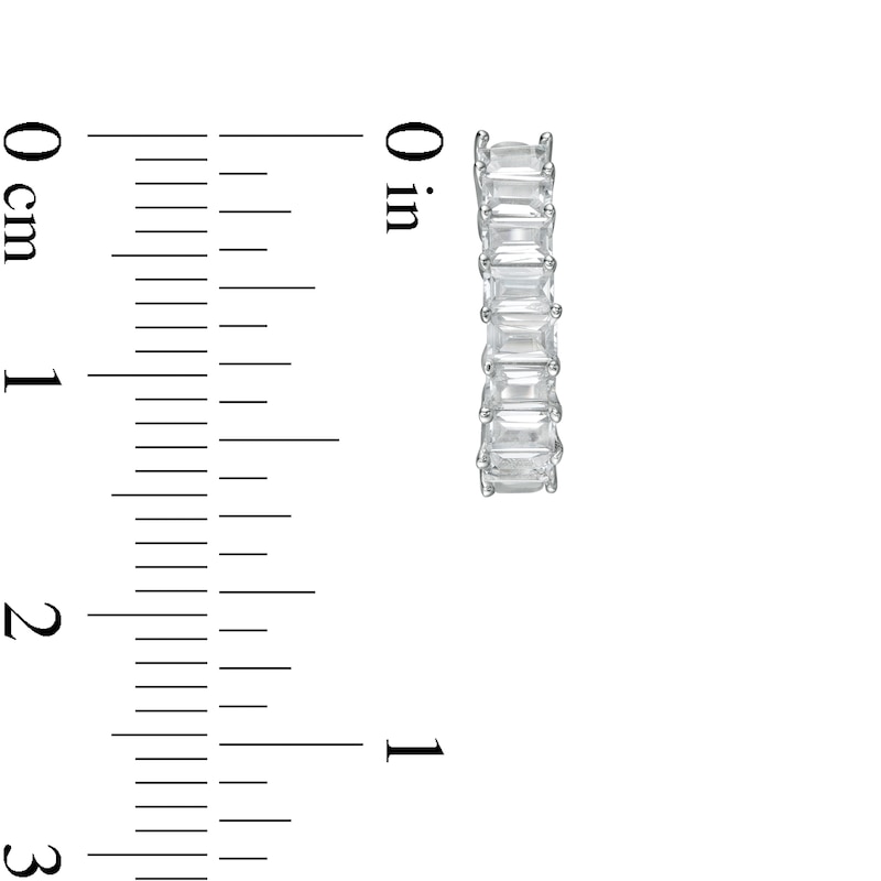 Main Image 2 of Baguette Cubic Zirconia Huggie Hoop Earrings in Sterling Silver