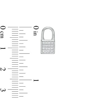 Cubic Zirconia Lock Stud Earrings in Sterling Silver