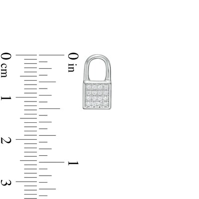 Cubic Zirconia Lock Stud Earrings in Sterling Silver