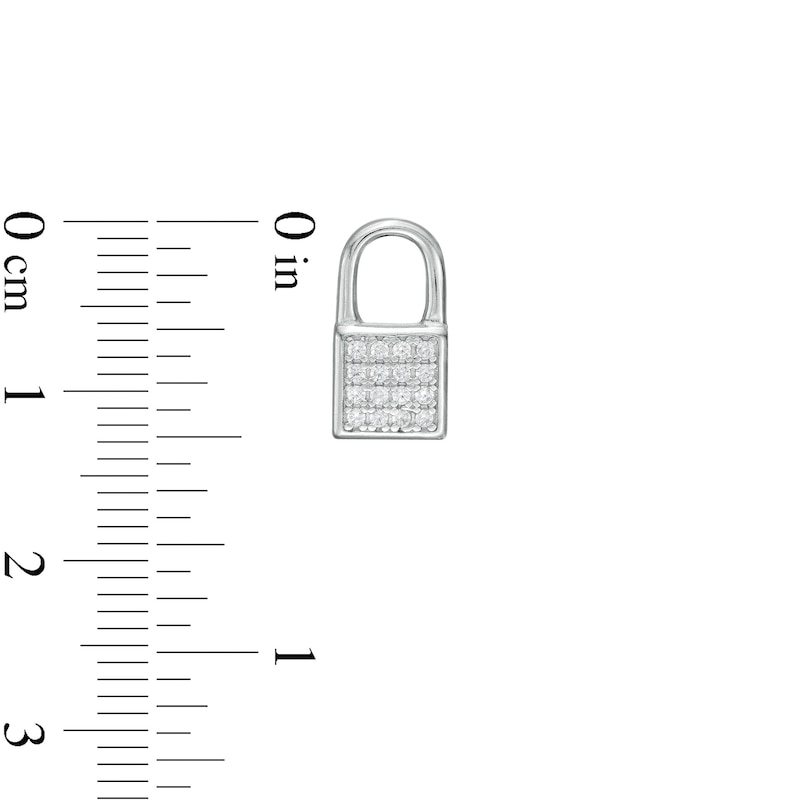 Main Image 2 of Cubic Zirconia Lock Stud Earrings in Sterling Silver
