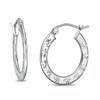 20mm Diamond-Cut Flower Profile Hoop Earrings in Sterling Silver
