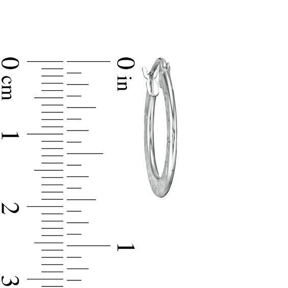 20mm Diamond-Cut Flower Profile Hoop Earrings in Sterling Silver