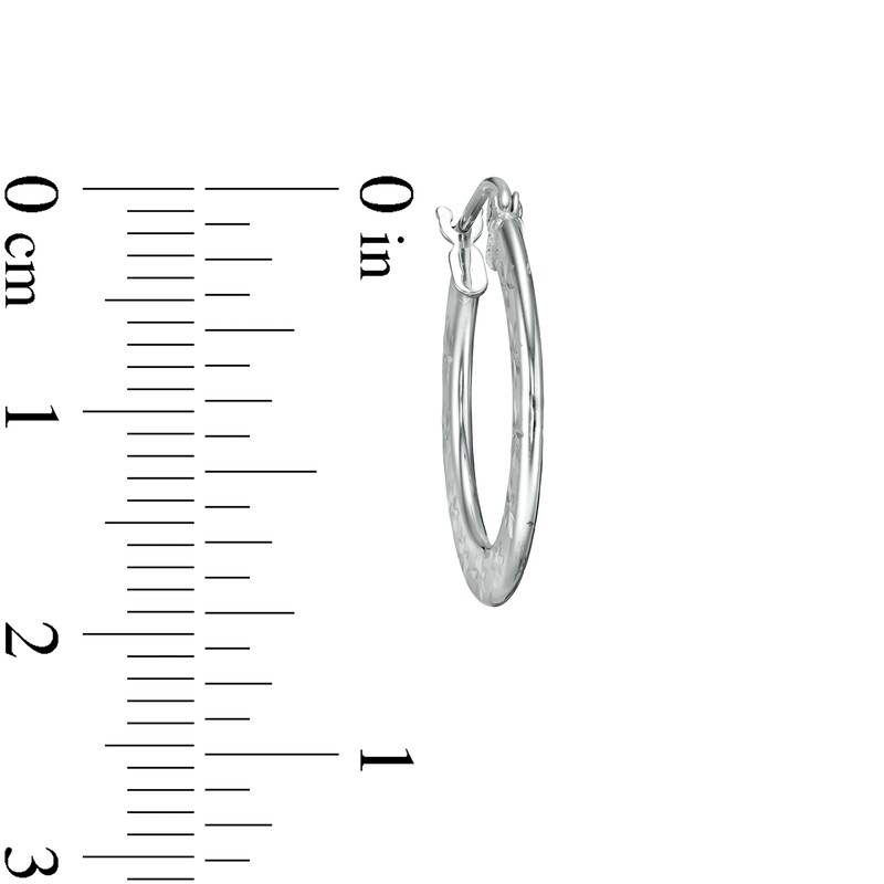 20mm Diamond-Cut Flower Profile Hoop Earrings in Sterling Silver