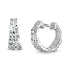 Thumbnail Image 1 of Made in Italy 14mm Diamond-Cut Pyramid Huggie Hoop Earrings in Sterling Silver