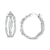 Thumbnail Image 0 of Cubic Zirconia Inside-Out Orbit Double Row Hoop Earrings in Solid Sterling Silver
