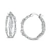 Cubic Zirconia Inside-Out Orbit Double Row Hoop Earrings in Solid Sterling Silver