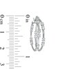 Cubic Zirconia Inside-Out Orbit Double Row Hoop Earrings in Solid Sterling Silver