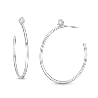 Sterling Silver CZ Solitaire Hoops