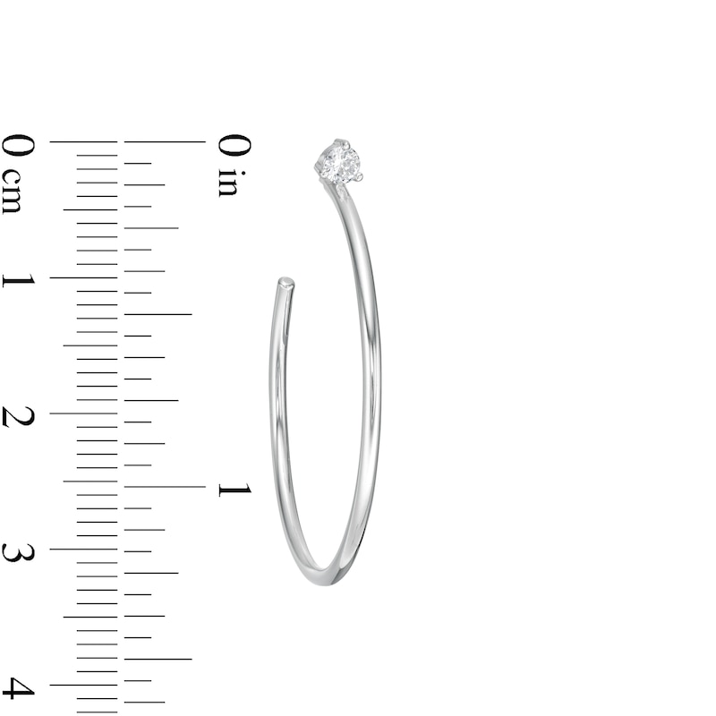Sterling Silver CZ Solitaire Hoops