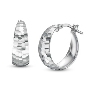 Made in Italy 10mm Diamond-Cut Hoop Earrings in Sterling Silver