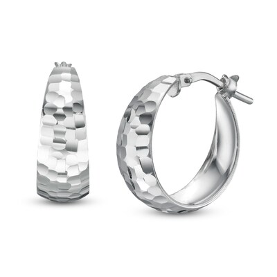 Made in Italy 10mm Diamond-Cut Hoop Earrings in Sterling Silver
