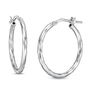 Made in Italy 20mm Diamond-Cut Twist Hoop Earrings in Sterling Silver