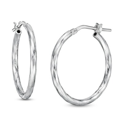 Made in Italy 20mm Diamond-Cut Twist Hoop Earrings in Sterling Silver