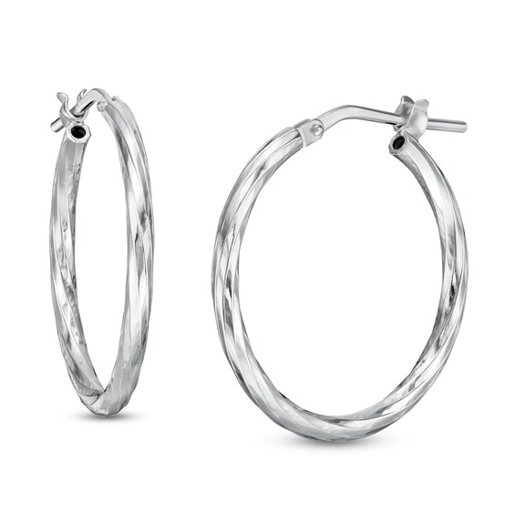 Made in Italy 20mm Diamond-Cut Twist Hoop Earrings in Sterling Silver
