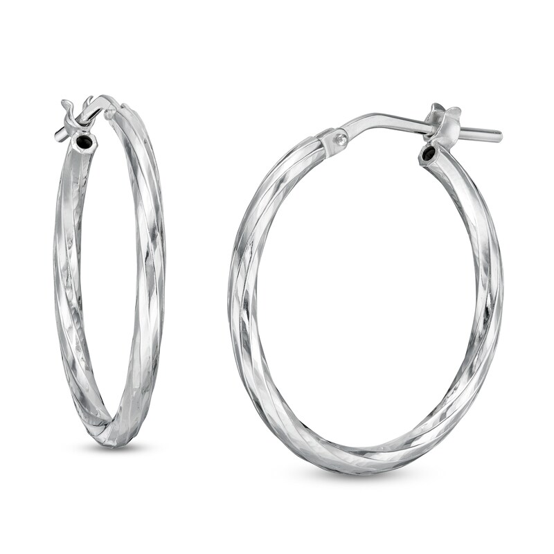 Made in Italy 20mm Diamond-Cut Twist Hoop Earrings in Sterling Silver