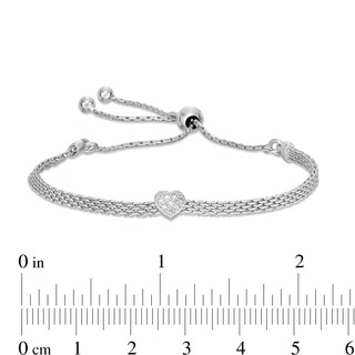Made in Italy Cubic Zirconia Heart Multi-Row Bolo Bracelet in Sterling Silver - 9.25"