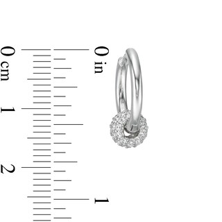 Cubic Zirconia Bead Hoop Earrings in Sterling Silver