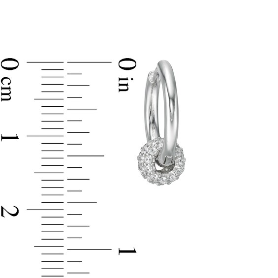 Cubic Zirconia Bead Hoop Earrings in Sterling Silver