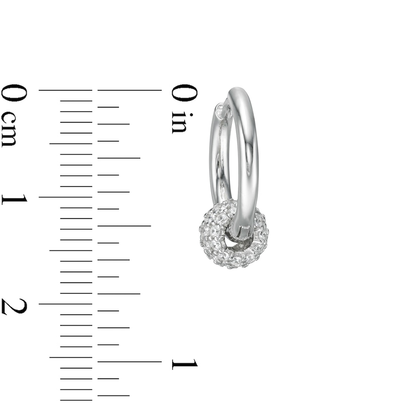 Main Image 2 of Cubic Zirconia Bead Hoop Earrings in Sterling Silver