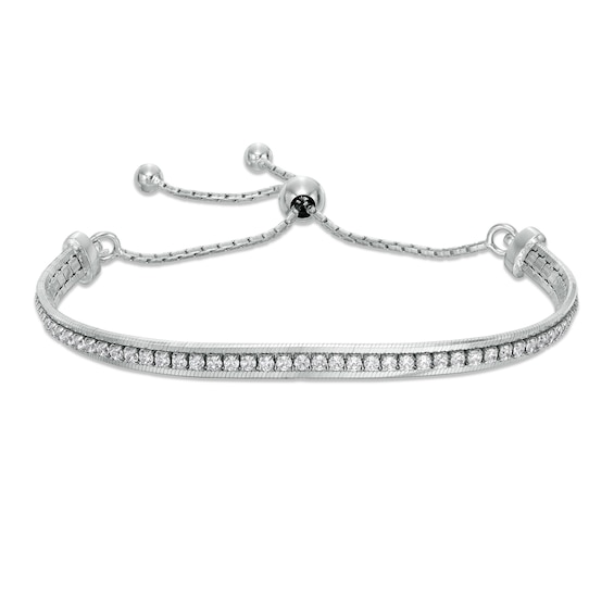 Made in Italy Cubic Zirconia Tennis-Style Bolo Bracelet in Sterling Silver - 9.25"