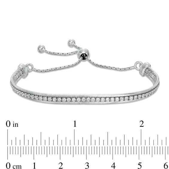Made in Italy Cubic Zirconia Tennis-Style Bolo Bracelet in Sterling Silver - 9.25"