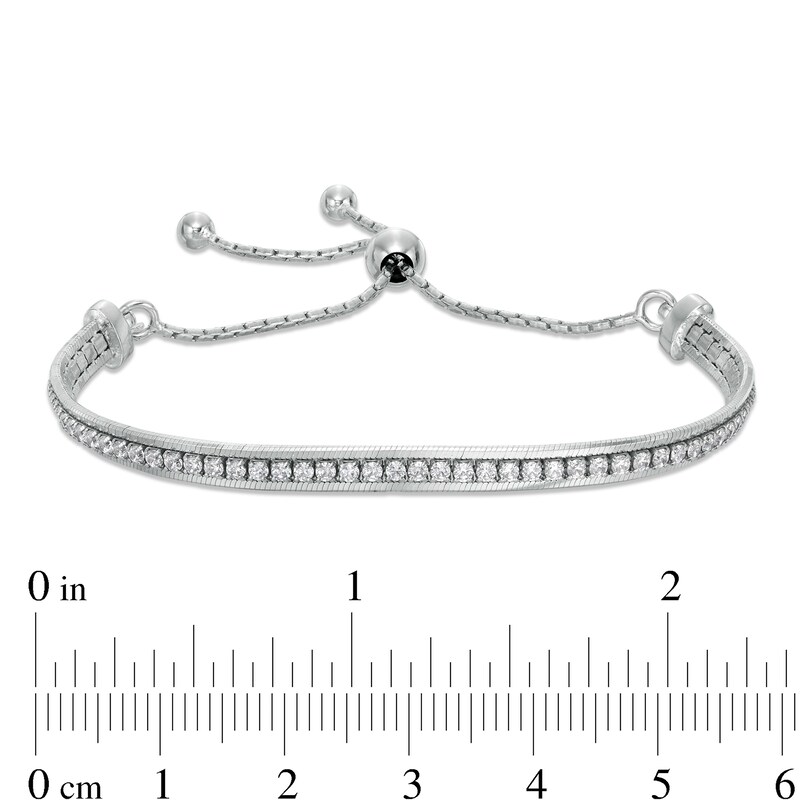 Main Image 2 of Made in Italy Cubic Zirconia Tennis-Style Bolo Bracelet in Sterling Silver - 9.25"