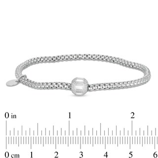 Made in Italy Diamond-Cut Bead Stretch Bracelet in Sterling Silver - 6.5"