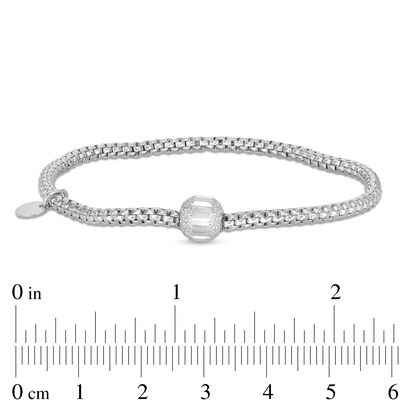 Made in Italy Diamond-Cut Bead Stretch Bracelet in Sterling Silver - 6.5"