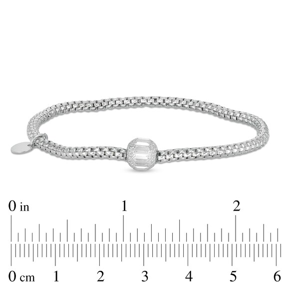 Made in Italy Diamond-Cut Bead Stretch Bracelet in Sterling Silver - 6.5"