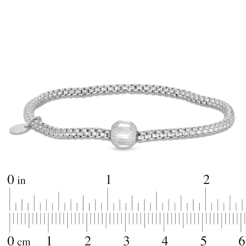 Made in Italy Diamond-Cut Bead Stretch Bracelet in Sterling Silver - 6.5"