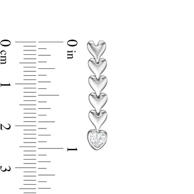 Made in Italy Cubic Zirconia Solitaire Hearts Drop Earrings in Sterling Silver