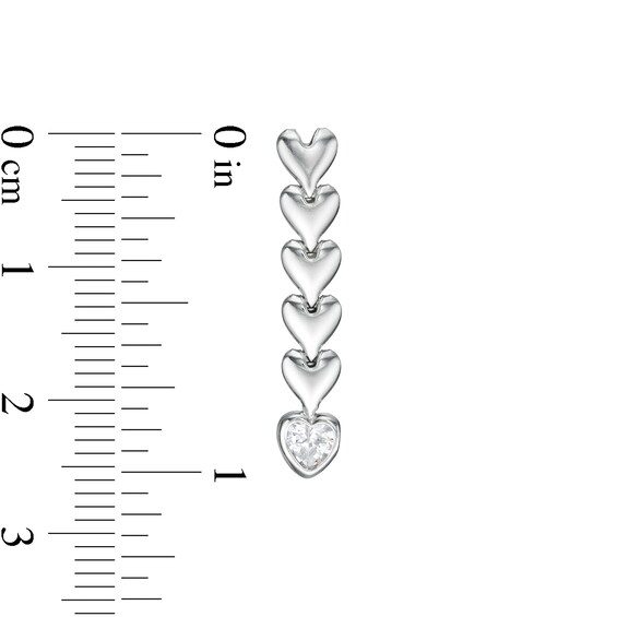 Made in Italy Cubic Zirconia Solitaire Hearts Drop Earrings in Sterling Silver