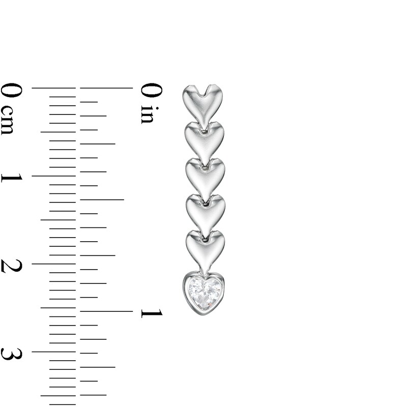 Made in Italy Cubic Zirconia Solitaire Hearts Drop Earrings in Sterling Silver