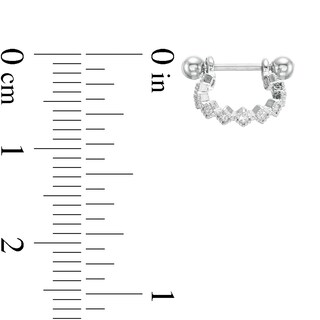 018 Gauge Cubic Zirconia Beaded Geometric Horseshoe and Cartilage Barbell in Stainless Steel and Brass