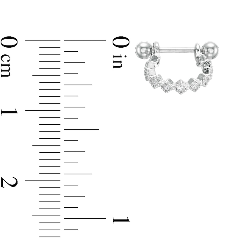 018 Gauge Cubic Zirconia Beaded Geometric Horseshoe and Cartilage Barbell in Stainless Steel and Brass