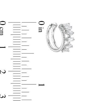 018 Gauge Baguette Cubic Zirconia Scatter and Beaded Open Double Row Cartilage Cuff in Stainless Steel and Brass