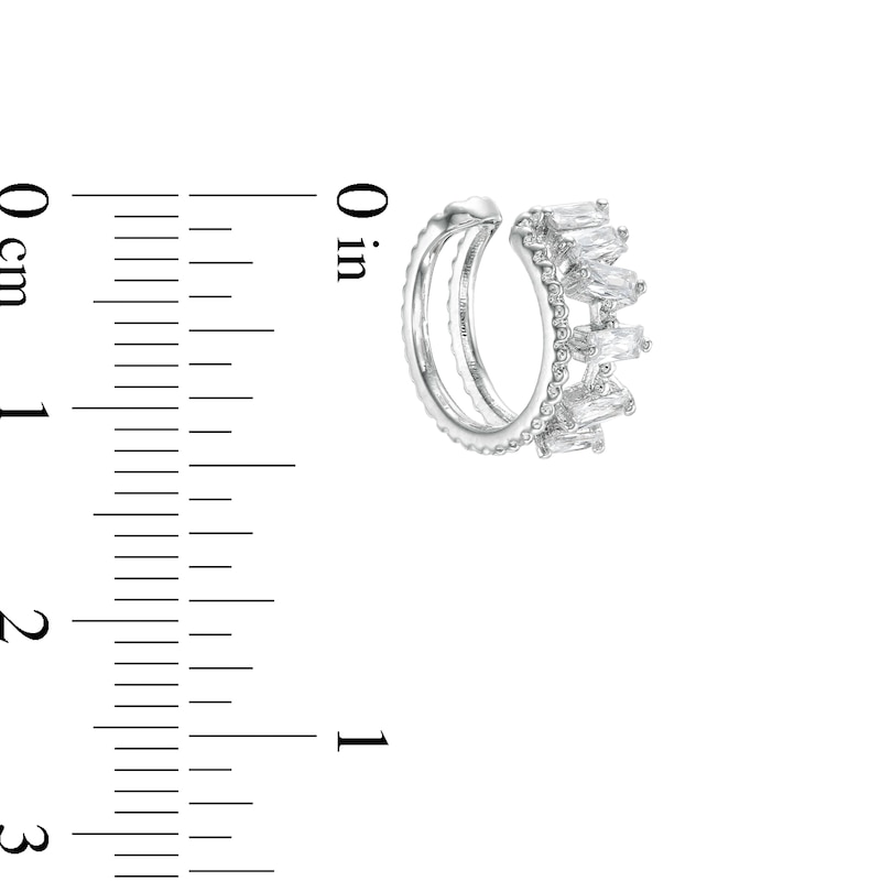 Main Image 2 of 018 Gauge Baguette Cubic Zirconia Scatter and Beaded Open Double Row Cartilage Cuff in Stainless Steel and Brass