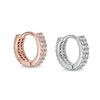 Thumbnail Image 1 of 018 Gauge Cubic Zirconia Double Row Cartilage Hoop Set in Stainless Steel and Brass with Rose IP