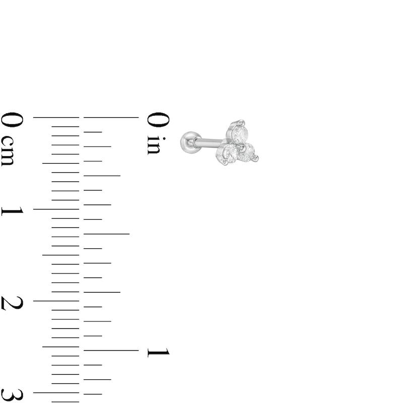 Main Image 3 of 018 Gauge Cubic Zirconia Flower Dangle and Captive Bead Three Piece Cartilage Barbell and Hoop Set in Stainless Steel Solid and Tube