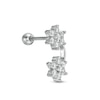 Thumbnail Image 1 of 018 Gauge Cubic Zirconia Double Flower Curved Crawler Cartilage Barbell in Stainless Steel and Brass
