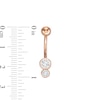 014 Gauge Cubic Zirconia Duo and Tri-Tip Two Piece Belly Button Ring Set in Stainless Steel and Brass with Rose IP