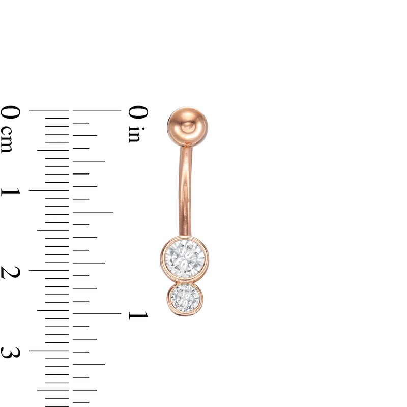 014 Gauge Cubic Zirconia Duo and Tri-Tip Two Piece Belly Button Ring Set in Stainless Steel and Brass with Rose IP