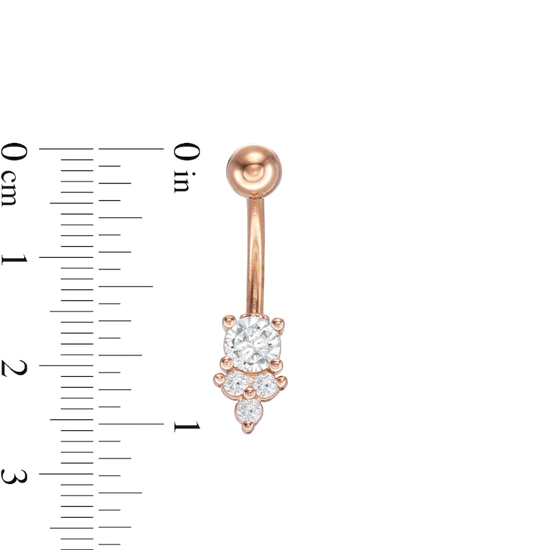 014 Gauge Cubic Zirconia Duo and Tri-Tip Two Piece Belly Button Ring Set in Stainless Steel and Brass with Rose IP