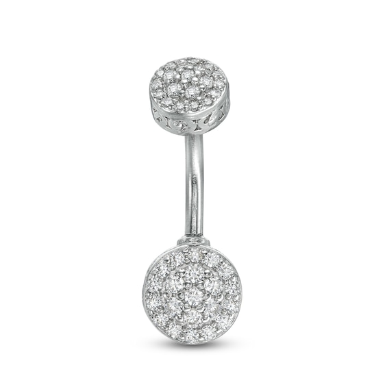 Solid Stainless Steel and Brass CZ Cluster Belly Button Ring - 14G