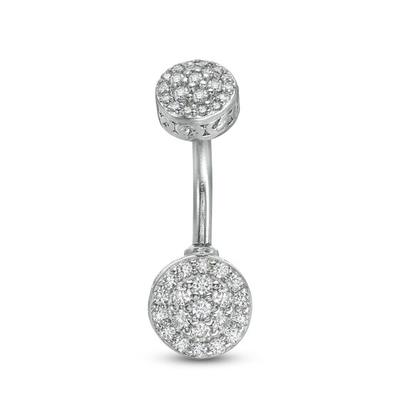 Solid Stainless Steel and Brass CZ Cluster Belly Button Ring - 14G